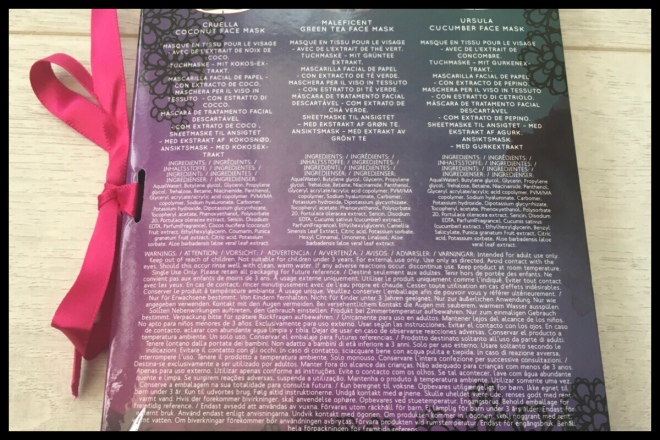The back of the packaging with the ingredients listed 